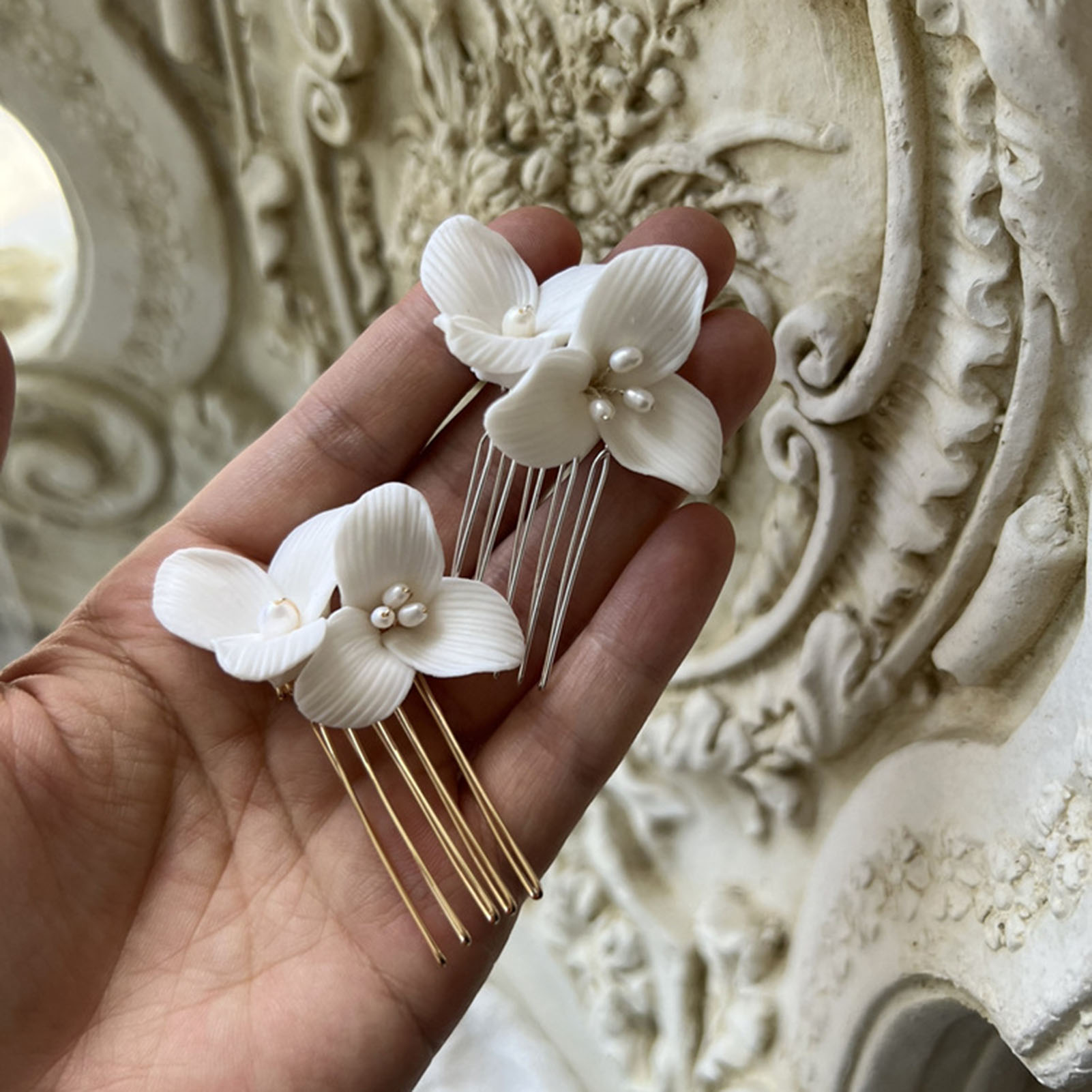 Keramische bloem zijkam met pa - Hanbok Hair Pin recensie en prijs