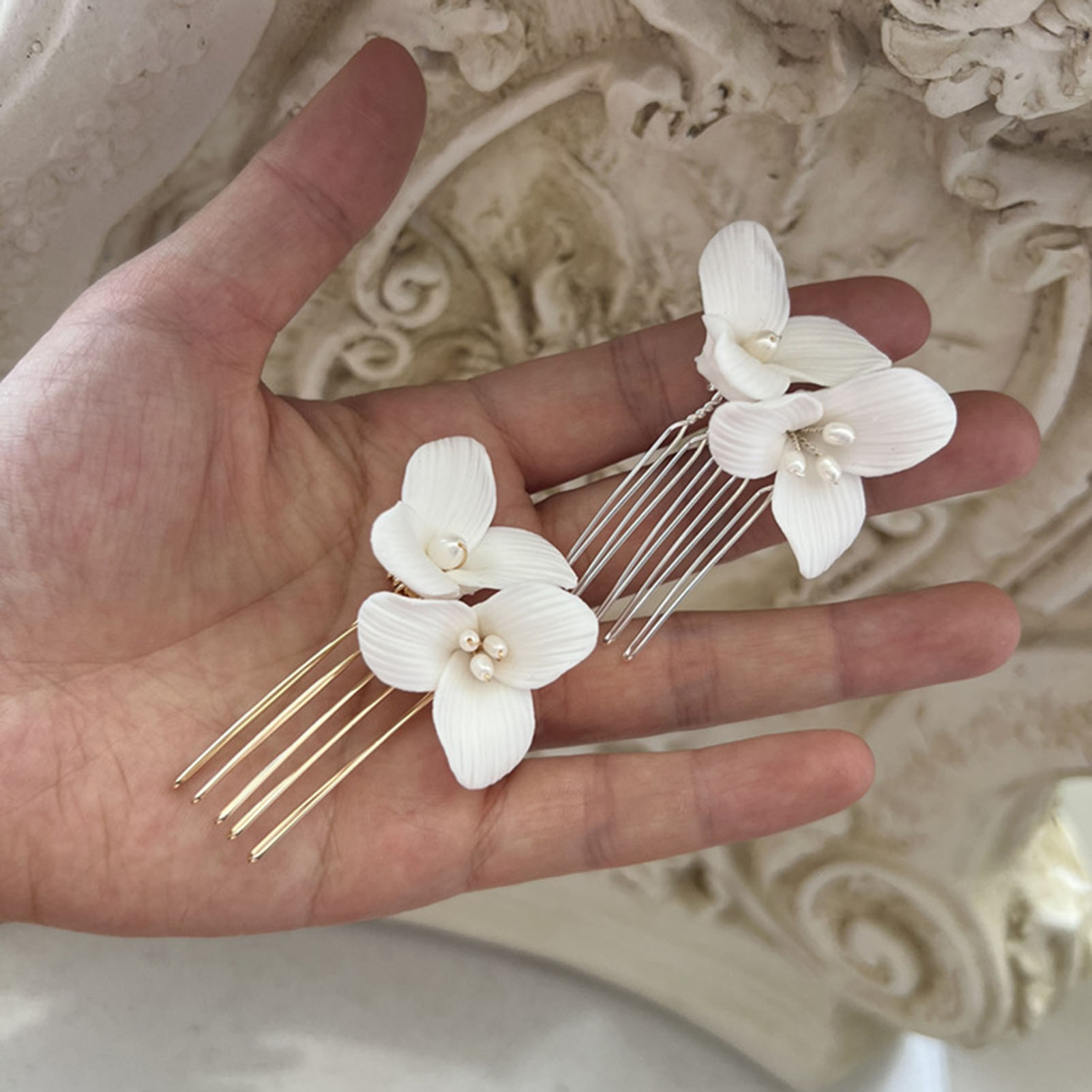 Keramische bloem zijkam met pa - Hanbok Hair Pin recensie en prijs